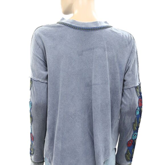 Free People We The Free Floral Embroidered Tunic Top Long Sleeve Cotton S 258476 - Picture 4 of 6